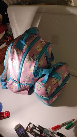 Large back pack with matching lunch box
