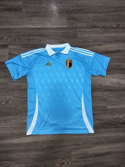 Adidas Belgium National Team 2024 Away Soccer Jersey Light Blue Men's 2XL Slim Fit