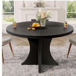 Black Brown Pedestal Based Dining Table New