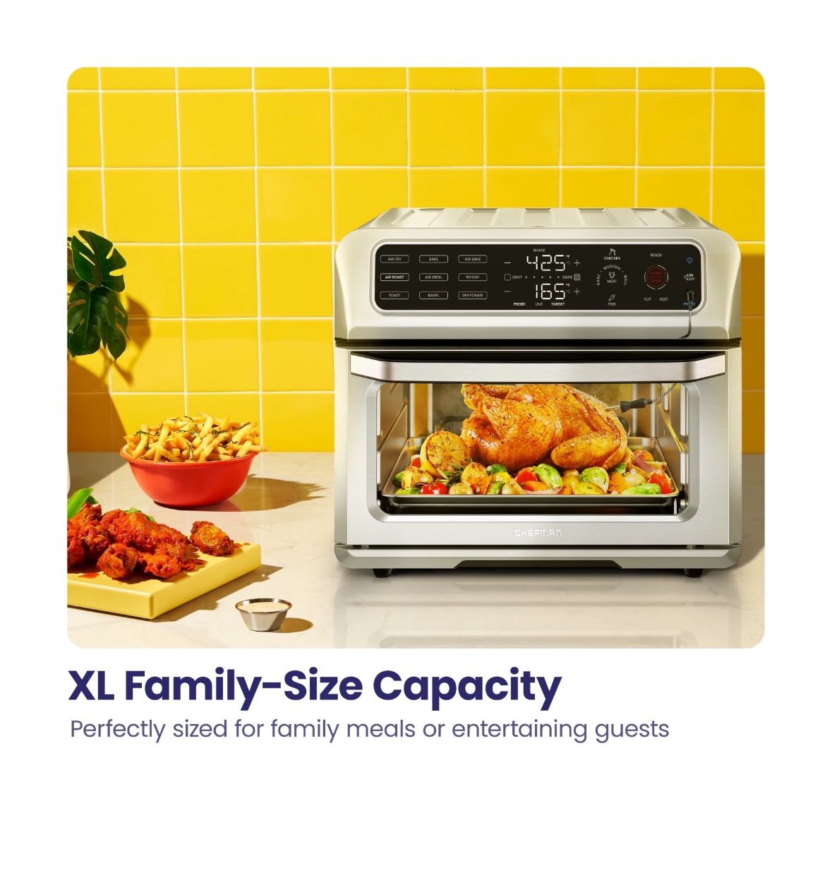 Chefman Air Fryer Toaster Oven Combo w/ Probe Thermometer, in