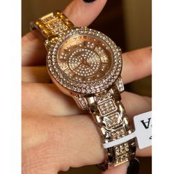 Invicta Women’s Rose Gold Crystal Watch Roman Numerals Bling Dial Bracelet – New w/ Tag