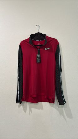 Nike Men’s Dri -Fit Long Sleeve 1/4 Zip Running Top. Red/Black. Sz M