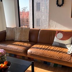 mid-century style tan/cognac