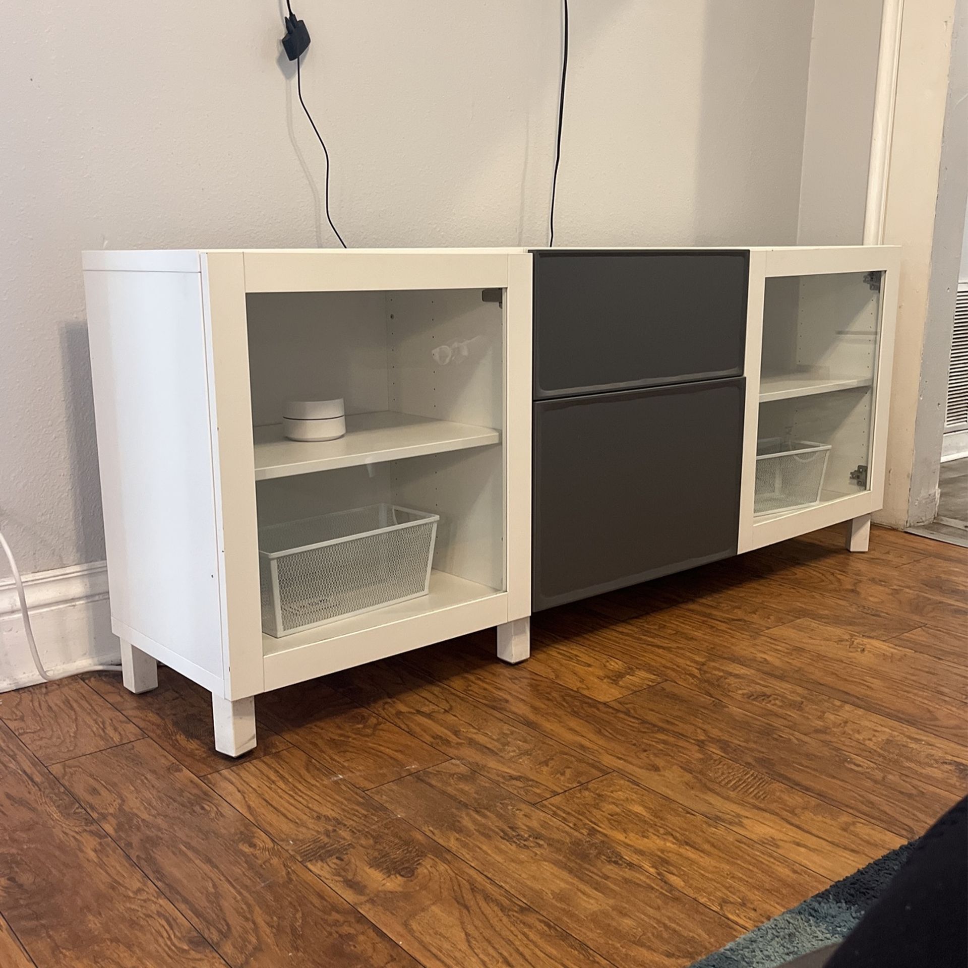 TV Console 2 Drawers & 2 Glass Doors