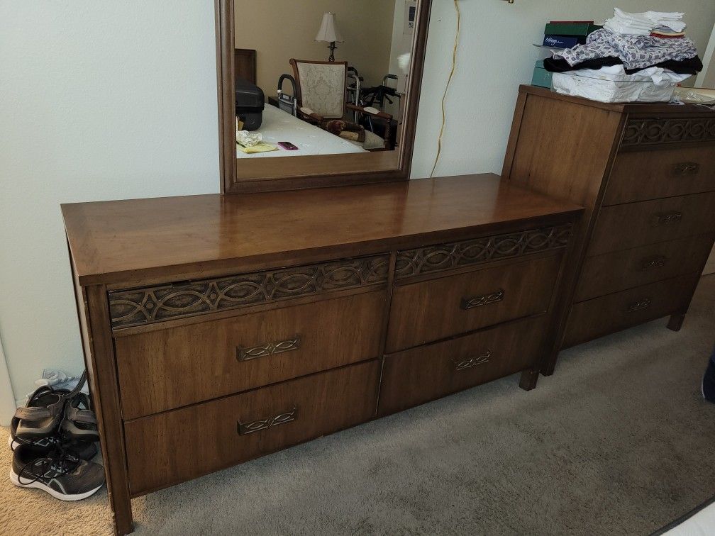 Vintage Dresser With Mirror MCM