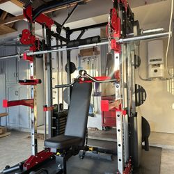 Smith Machine 200 | Adjustable Bench | 245lb Cast Iron Olympic Weights | 7ft Olympic Bar | Fitness | Gym Equipment | FREE DELIVERY/INSTALLATION 🚚 🛠️