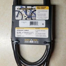 OnGuard 6' Straight Thick Cable bicycle lock