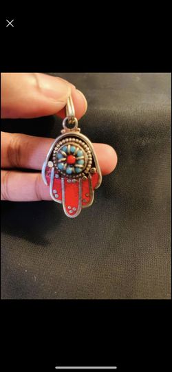 Tibetan Silver Hamsa Hand Pendant