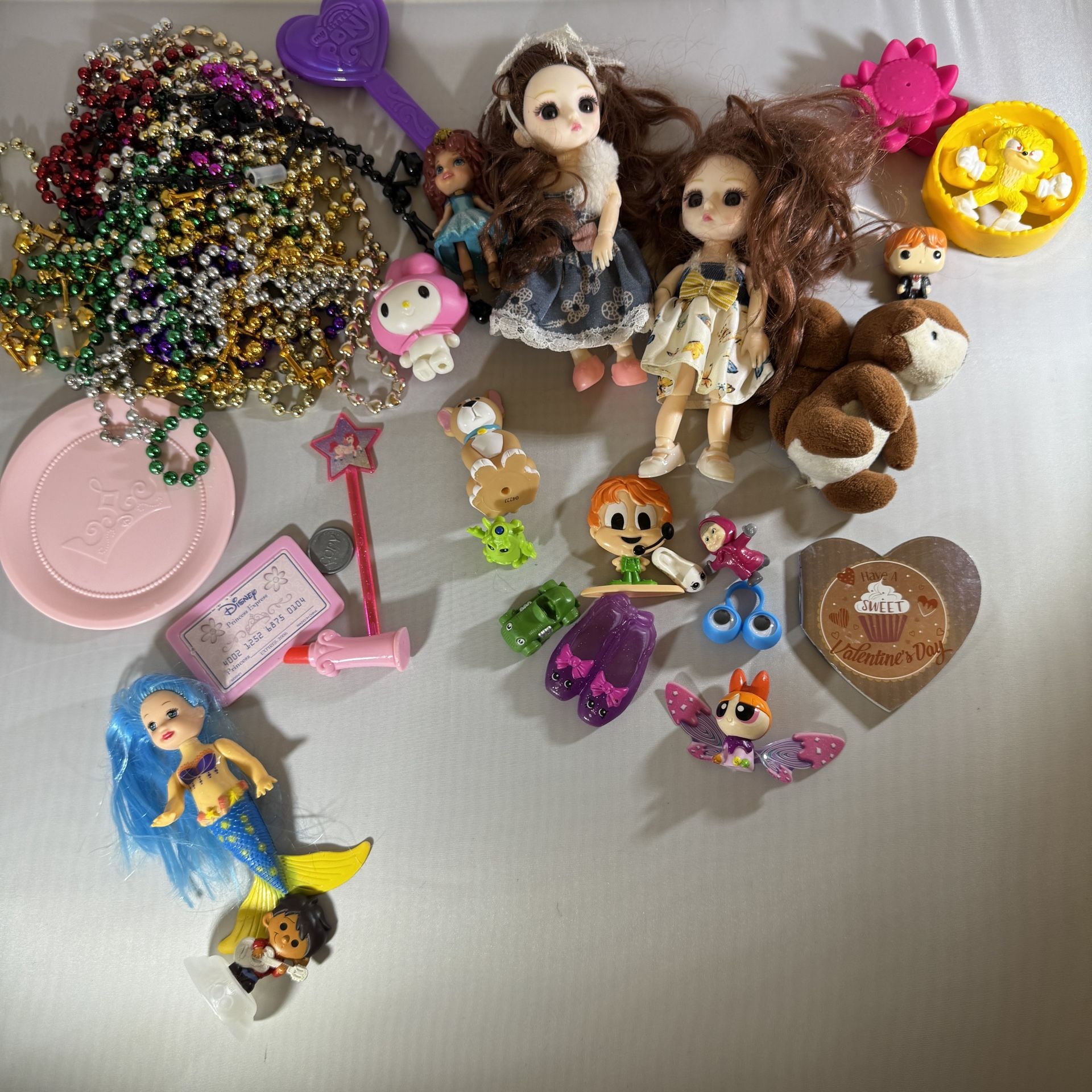 Mixed Girls Doll & Toy Lot – Mini Dolls, Mermaid, Beads, Accessories