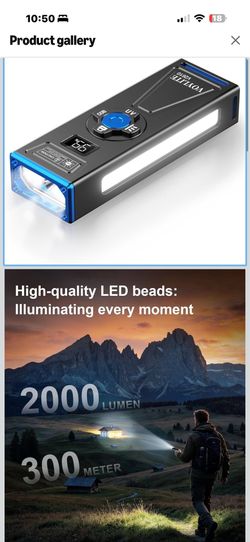 New inbox! Rechargeable EDC Flat Flashlight 2000 High Lumens with Magnetic RGB, UV and White LED Combo, Portable Pocket IPX6 Flashlights, Triple Sourc