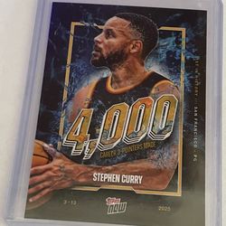 2024-25 Topps Now 13 STEPHEN CURRY 1ST PLAYER W/ 4000 3 POINTERS