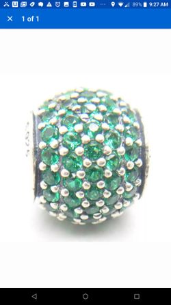 New Authentic Pandora S925 Silver Green Pave Ball Charm Bead 791051CZN