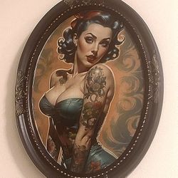 Pin Up Tattooed Girls In Matching Vintage Picture Frames