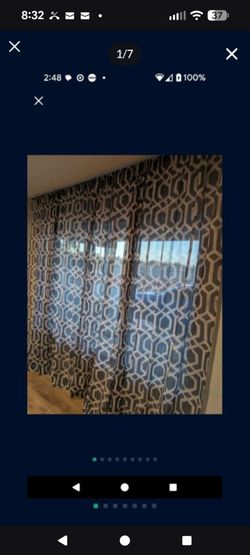 Navy and White Geometric Patterned Curtains
