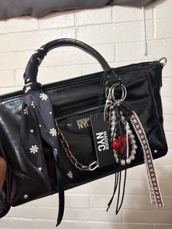 Madden NYC Black Handbag with Charms
