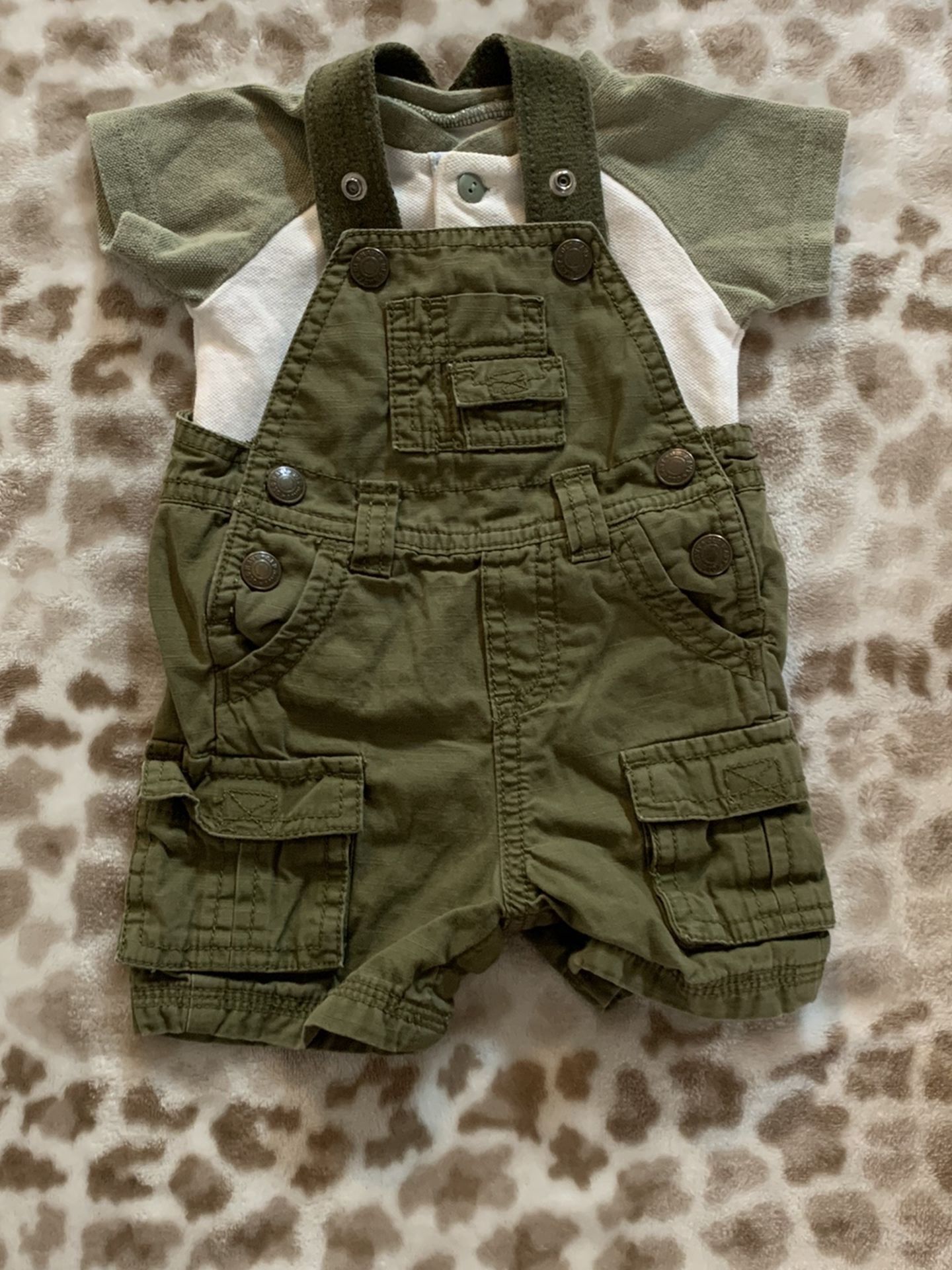 Baby Boy Onesie & Overalls Set - 0-3 Months