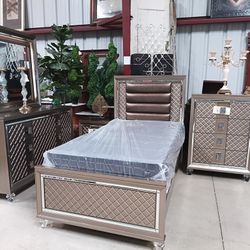 Gorgeous Twin Glam Style Bedroom Set