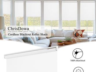 ChrisDowa Cordless Blackout Roller Shades for Windows, Thermal Insulated UV Protection Pull Down Shades, Total Blackout Window Blinds for Home, Office