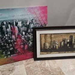 2 Pieces City Wall Art