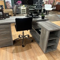 L-shaped Desk / L-Shape Office Desk / Reversible Desk/ Computer Desk/ Gray Desk