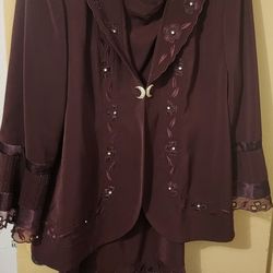2pc Women's Brown Skirt Suit Plus Size 