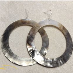 Abalone Silver Earrings 3”. Excellent Condition