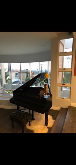Black Baby Grand Piano with Bench