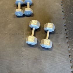 Pair Of 35 Lb And 20 Lb Dumbbells 