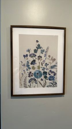 Framed blue wild botanical wall art