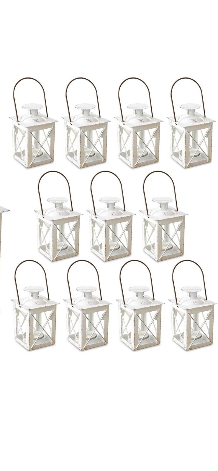 Kate Aspen Decorative Lanterns - Set Of 11- Luminous Distressed Metal Lantern Candle Holders For Wedding, Home Decor And Party - 4.5" H (6.5" H With 
