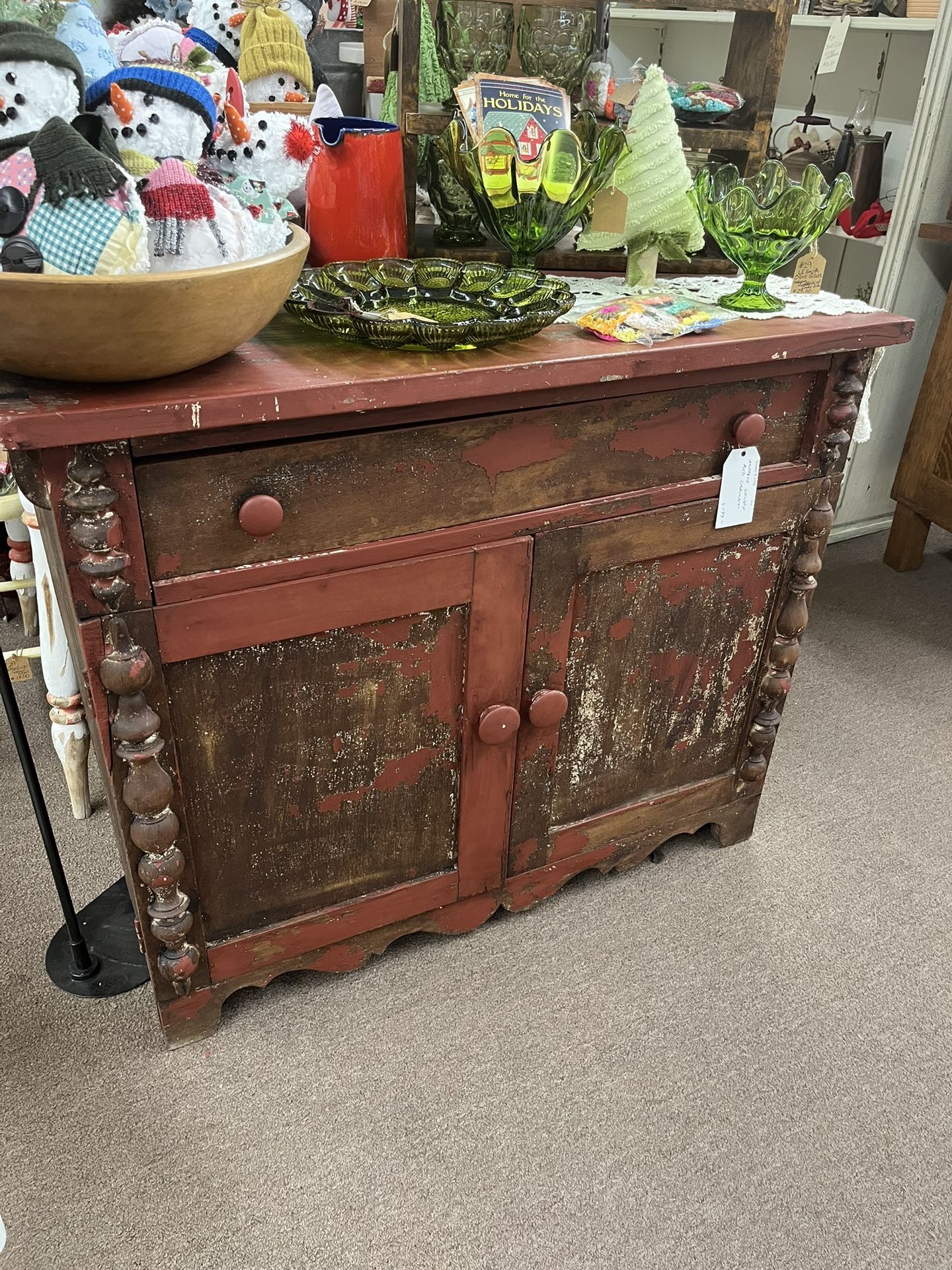Antique Chippy Red Cabinet