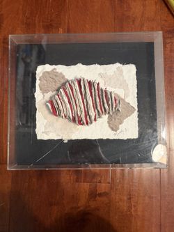 Signed Masal 1 /1 Mixed Media Paper Relief Fish Sculpture Acrylic Framed 3D Art