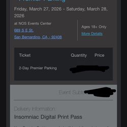 Beyond wonderland premier parking 2-day