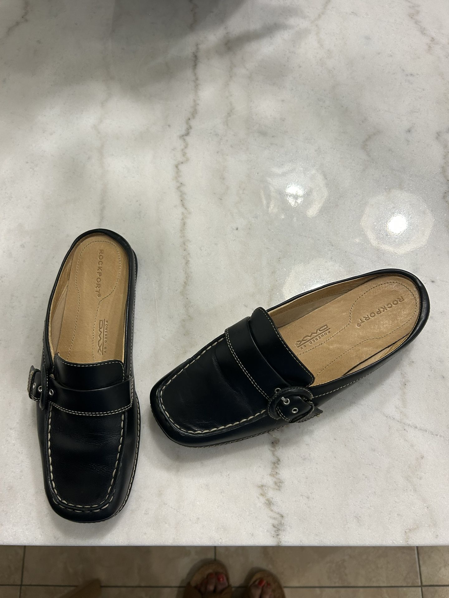 Rockport women's black flat leather loafers