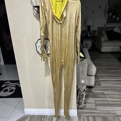 Halloween Shiny Spandex  Metallic Bodysuit Gold