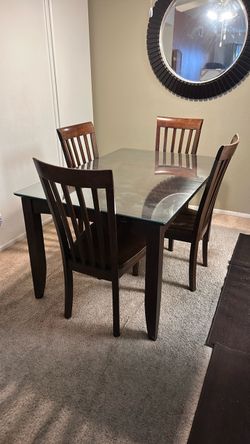 Glass Top Dining Table with 4 Chairs
