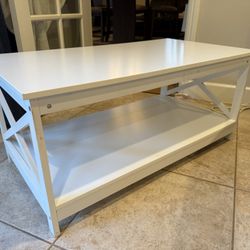 White Wooden End Table 