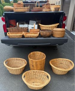 (30)Vintage Assorted Wicker Baskets in Various Shapes & Sizes