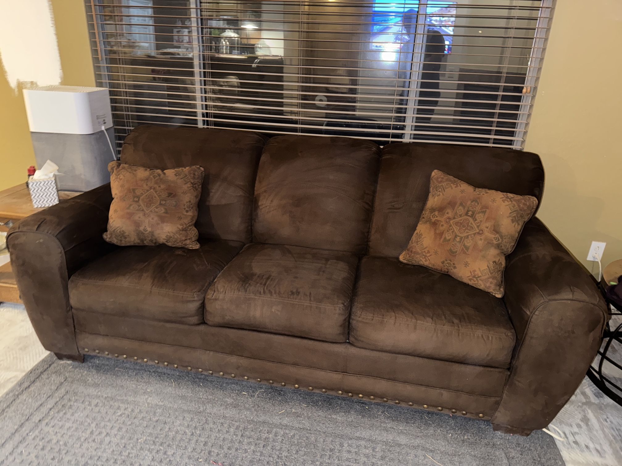 Sofa Loveseat Combo Brown Microfiber