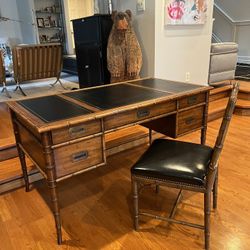 1960s Vintage Faux Bamboo Desk Drexel Heritage Mid Century With Original Chair