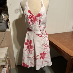Sundress Linen/Rayon Blend Halter Neck Tie A-line Back Zip By Ann Taylor Sz 2P