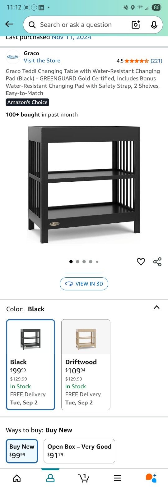 Garco Changing Table And Changing Pad + Pad Cover