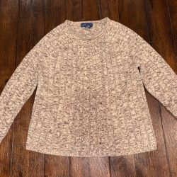 Karen Scott Womens Tan Marled Cable Knit Cotton Crewneck Sweater - Womens M