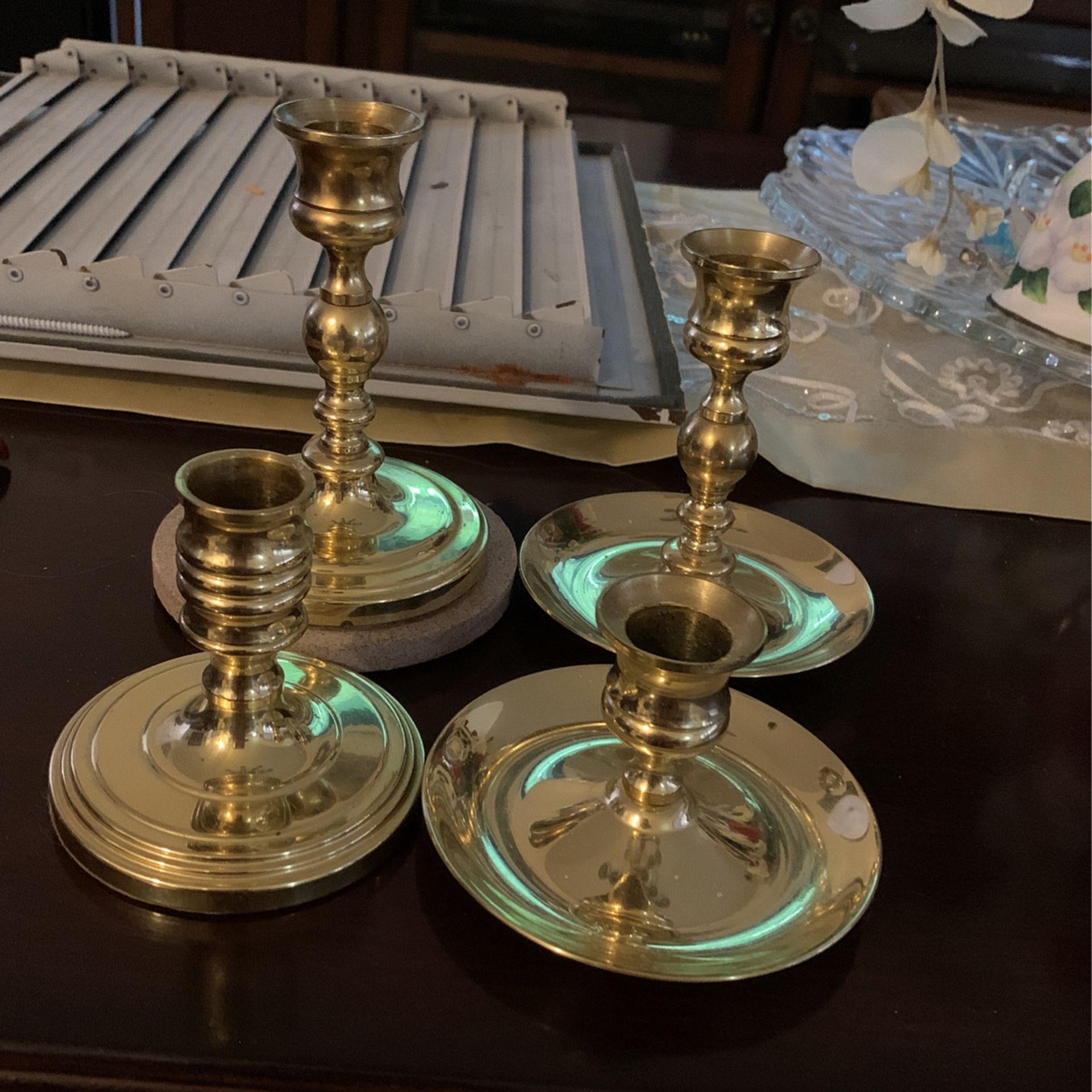 Brass Baldwin Candle Holders 4- Beautiful Brass Heavy Candle holders