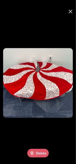 Peppermint Candy Cane Christmas Tree Skirt – 48” Red & White Velvet Holiday Decor