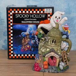 Spooky Hollow Vintage Haunted Teapot Lighted Porcelain Halloween House 1997 VTG