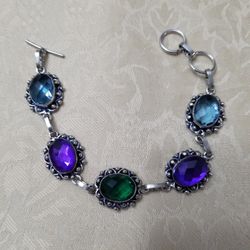 Multi Colored Silver Bracelet