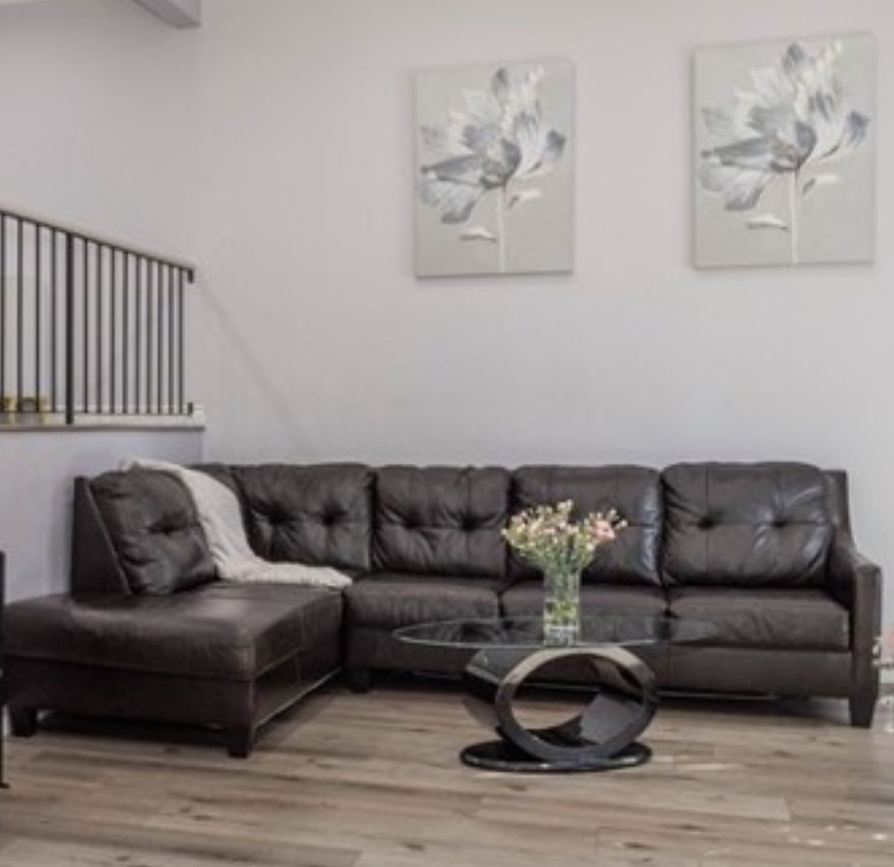 Free—Black Leather Couch - In Good Condition