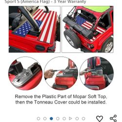 Jeep Wrangler American Flag Premium Tonneau Cover &"Master Top" Soft Top~ $150