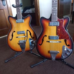 pair of vintage guitars 